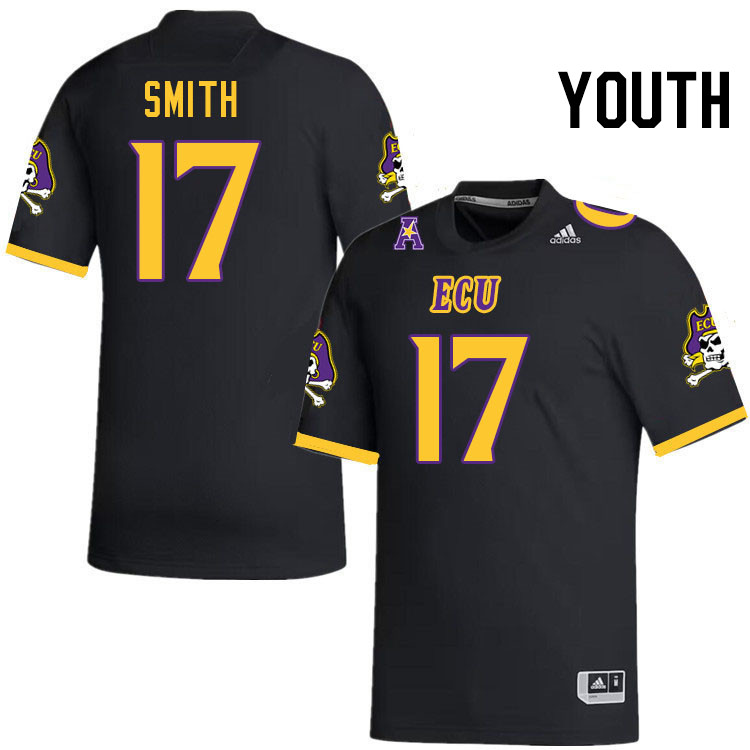 Youth #17 Anthony Smith ECU Pirates College Football Jerseys Stitched-Black